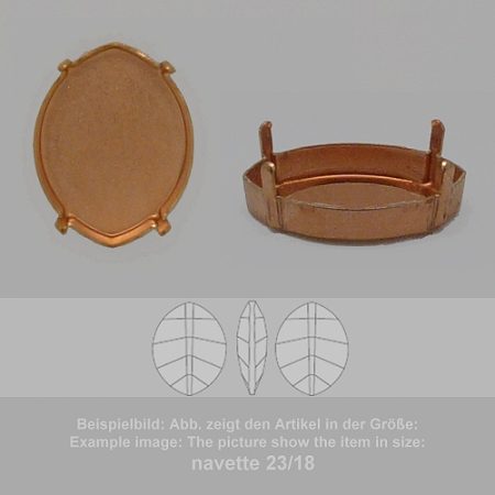 Steinfassung für Swarovski Kristalle Krallenkessel mit Boden - Spitzoval SW 4224-23/18 - Krallenkessel mit Boden - Spitzoval SW 4224