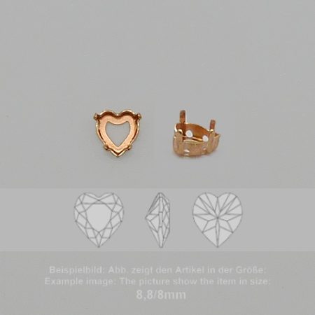 settings for swarovski crystals milgrain sew-on setting - heart sw 4831-5