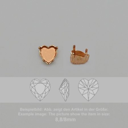 settings for swarovski crystals setting with prongs without hole - heart sw 4831-8