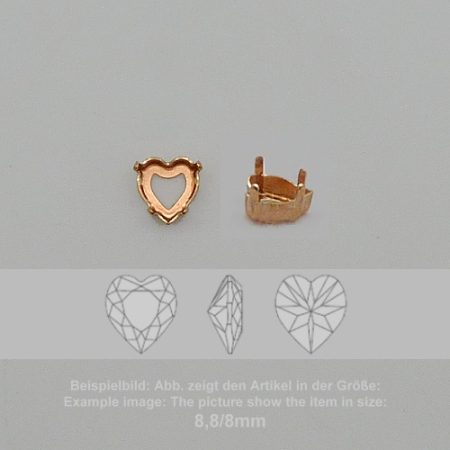 settings for swarovski crystals setting with prongs with hole - heart sw 4831-8