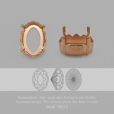 Steinfassung für Swarovski Kristalle Krallenkessel mit Loch - Oval SW 4160-14/10 - Krallenkessel mit Loch  - Oval SW 4160