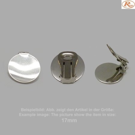 Clipteller montiert für Ohrclipse 12mm- glatt-ohne Öse-weißbronze - 12mm - glatt