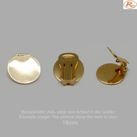 Clipteller montiert für Ohrclipse 12mm- glatt-ohne Öse-vergoldet - 12mm - glatt