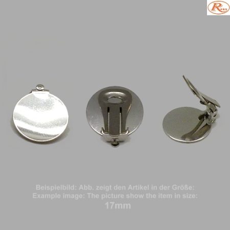 Clipteller montiert für Ohrclipse 12mm- glatt-mit Öse-weißbronze - 12mm - glatt