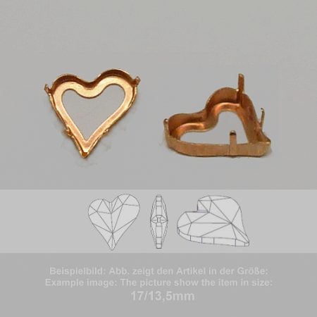 settings for swarovski crystals setting with prongs with hole - heart sw 4809-13/12 - setting with prongs with hole - heart sw 4809