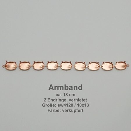 Kesselkettenstück Oval SW 4120-18/13- liegend Mitte-Armband mit Endring.-verkupfert - Oval SW 4120 - 18/13