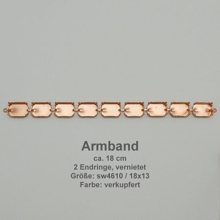 Kesselkettenstück Achteck SW 4610- 18/13-liegend Mitte-Armband mit Endring.-verkupf - Achteck SW 4610 - 18/13